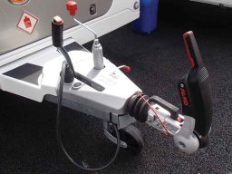 Tow hitch of caravan showing ALKO ATC Electrical System & 13 Pin Plug