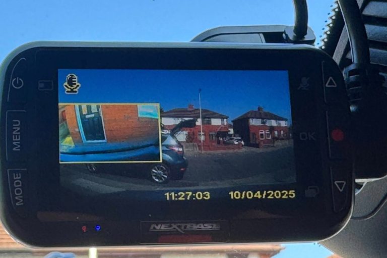 Hardwired Dashcam mounted to windscreen and rear window with hidden wiring